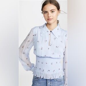 Baum und Pferdgarten NWOT Smocked Collared Mille Blouse Women Size 2 Scandi Girl